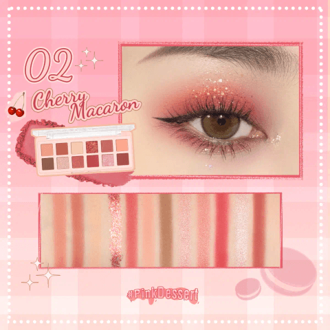 Pink Flash Pro Touch E15 Cherry Macaron eyeshadow palette, elegant closed compact, front view.