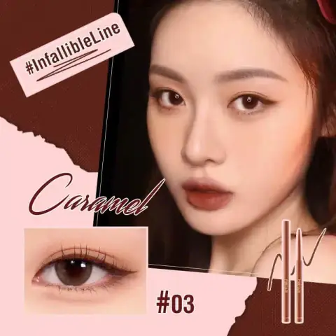 Pink Flash Pro Touch Pencil Eyeliner in caramel, packaged in its light pink retail box.