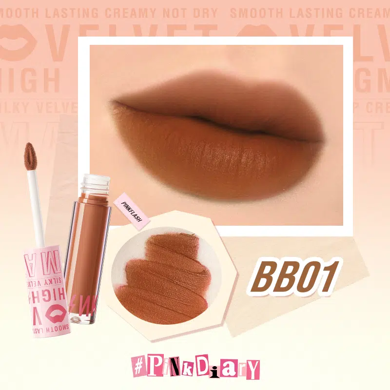 Pink Flash Silky Velvet Lip Cream L04 BB01 in its elegant matte pink tube. - thumbnail