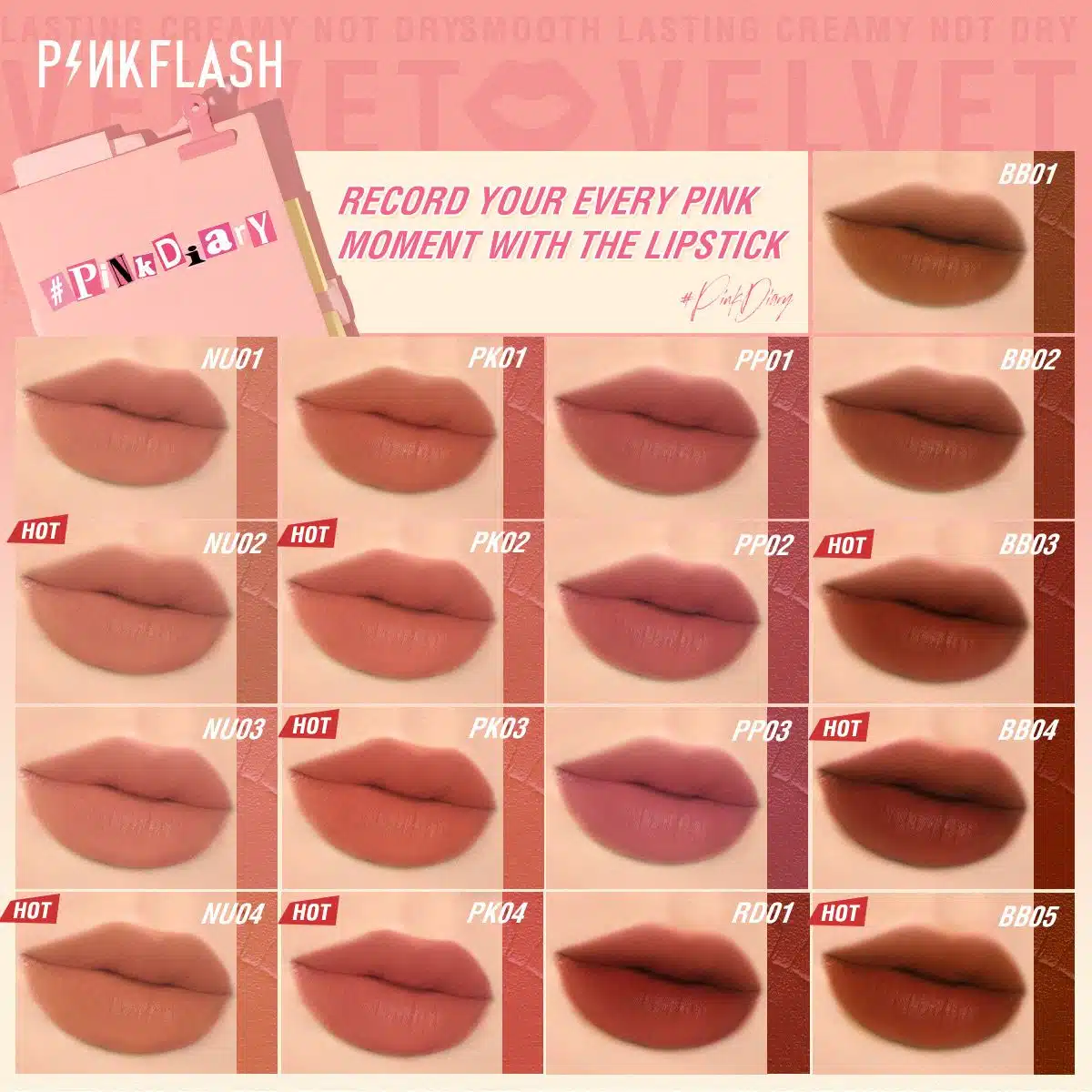 Pink Flash Silky Velvet Lip Cream NU01 with cap removed, revealing soft doe-foot applicator and creamy nude shade. - thumbnail