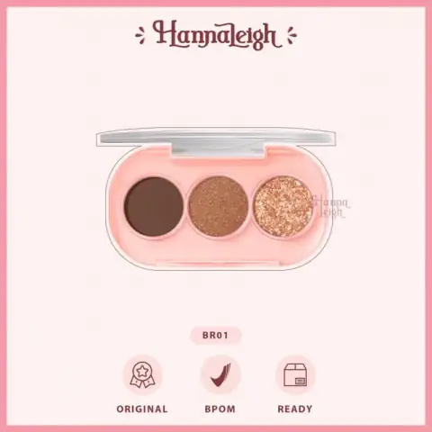 Pink Flash BR01 3-pan eyeshadow palette open, revealing glittery pink, berry, and brown high pigment shades.