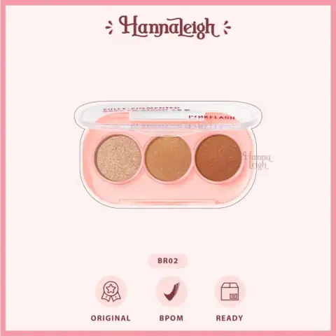 Pink Flash 3-pan glitter eyeshadow palette open, revealing high pigment shimmery gold and copper shades.