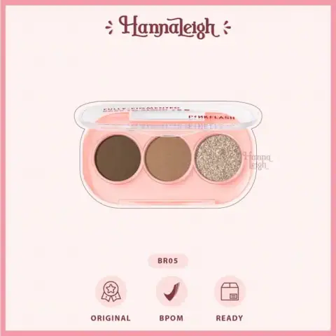 Pink Flash BR05 3-pan eyeshadow palette, closed with clear lid, showing glitter and matte shades.