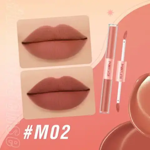 Two Pink Flash Dou Liquid Matte Lipsticks, L13-M02 shade, one open revealing its applicator.