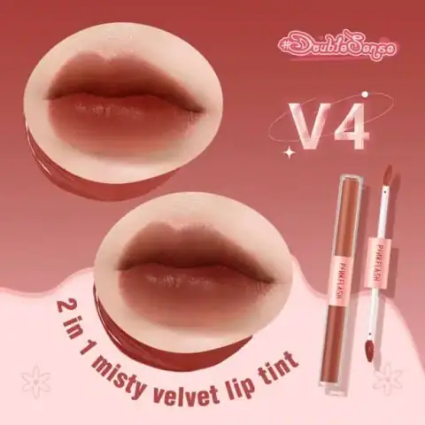 Pink Flash Dou Liquid Matte Lipstick L13 V4, clear tube with black cap and nude shade.