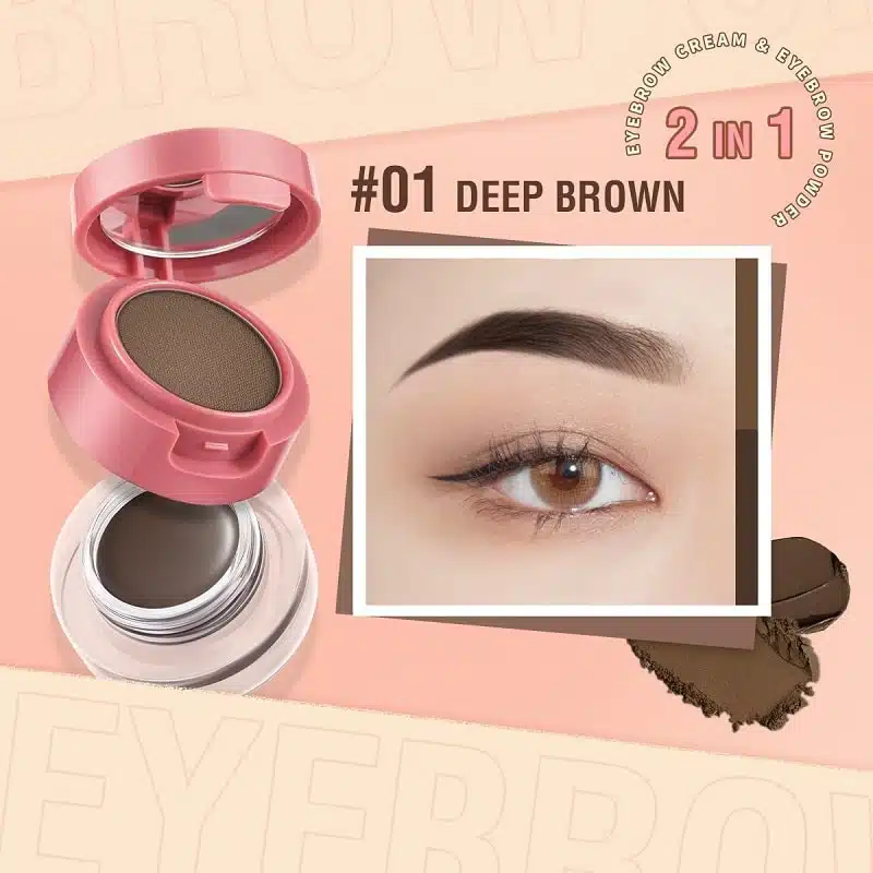 Pink Flash Duo Effect Eyebrow Pomade E22 Shade 01 jar and included dual-ended brush. - thumbnail