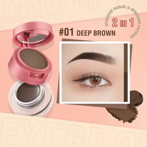 Pink Flash Duo Effect Eyebrow Pomade E22 Shade 01 jar and included dual-ended brush.