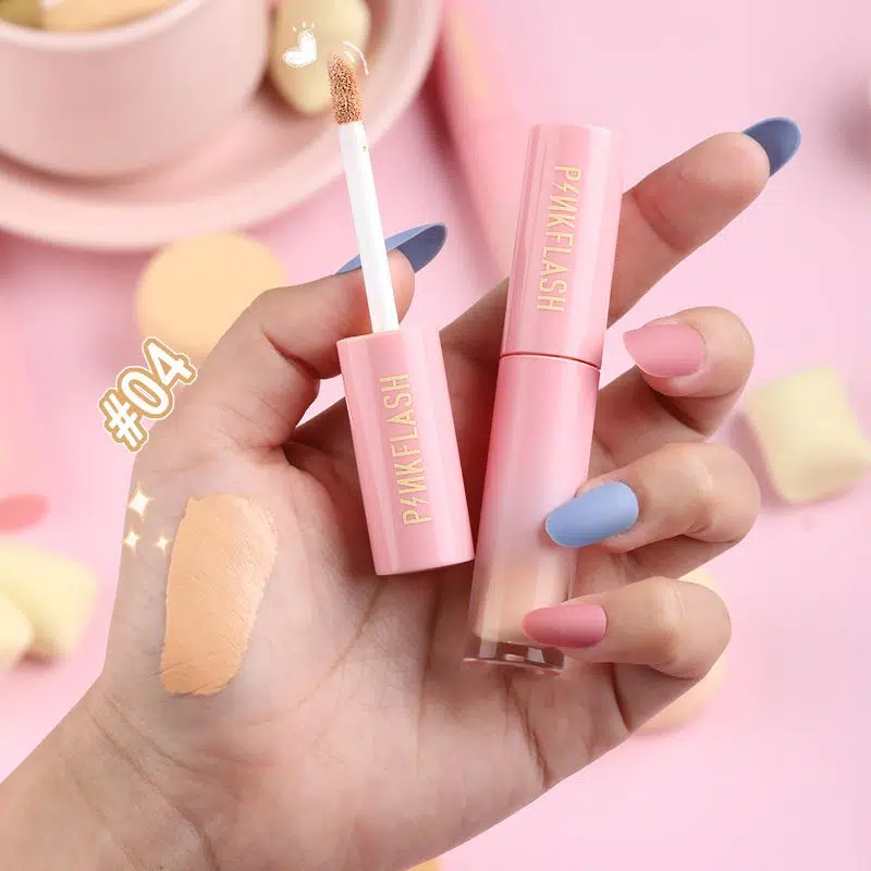 Pink Flash Lasting Matte Concealer Shade 04 with doe-foot applicator extended from clear tube. - thumbnail