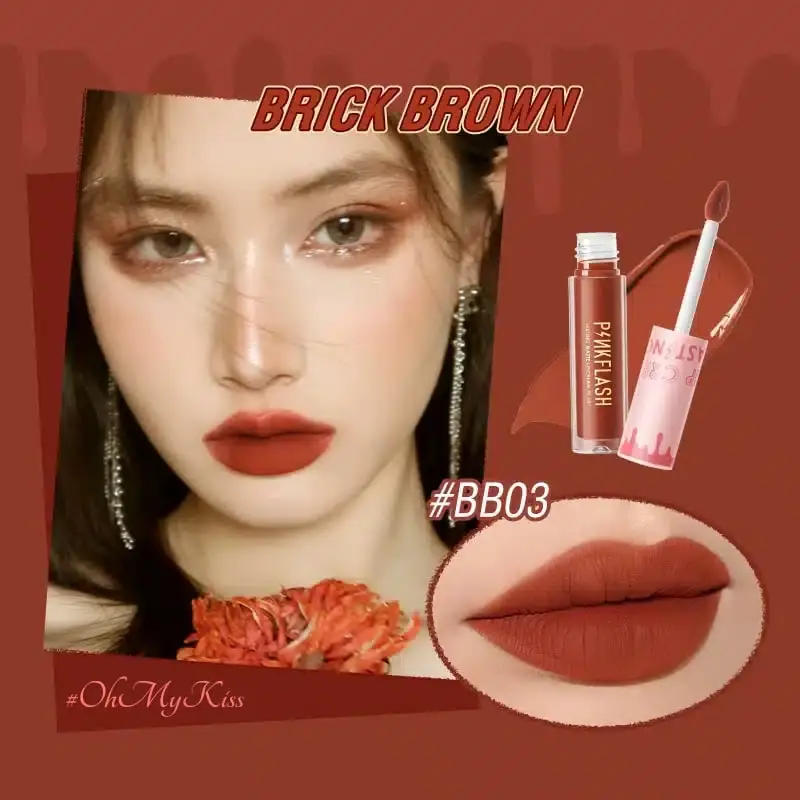 Pink Flash matte lipstick BB03 swatched on hand, demonstrating smooth matte texture. - thumbnail