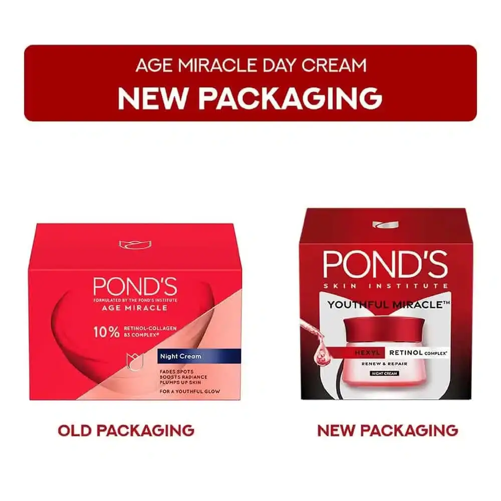 Ponds Youthful Miracle Night Cream 50g jar with lid off, revealing the smooth white cream. - thumbnail