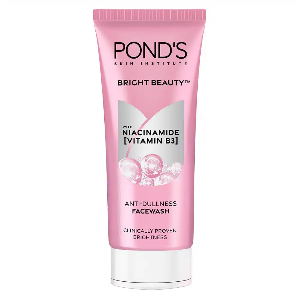 Ponds Bright Beauty Vitamin B3 face wash 100g, white tube with pink details, standing upright. - thumbnail