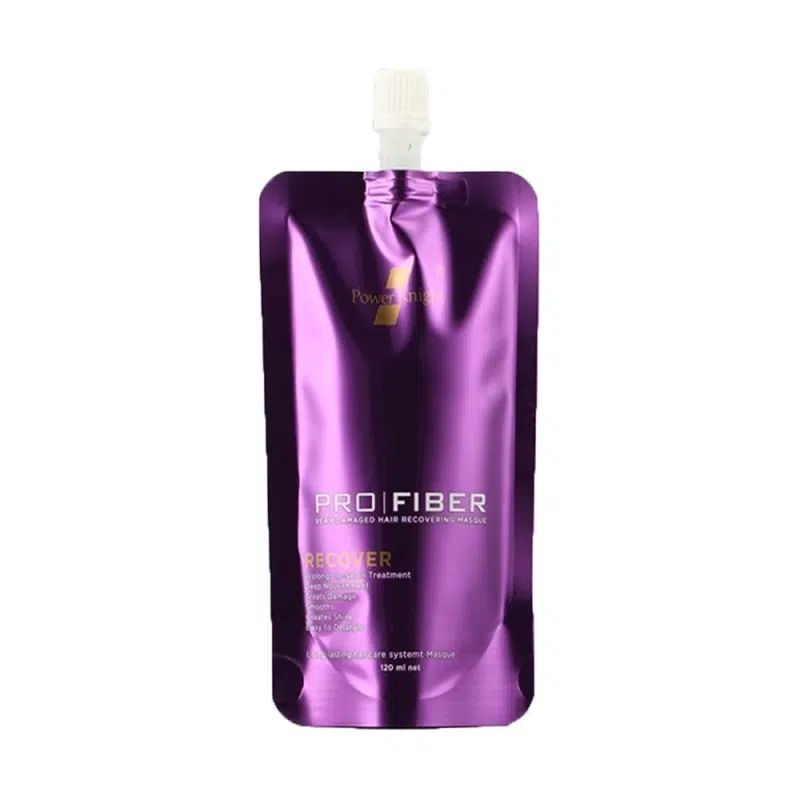 Power Knight PRO Fiber Hair Mask 120ml tube, white packaging with purple and blue accents, front view. - thumbnail