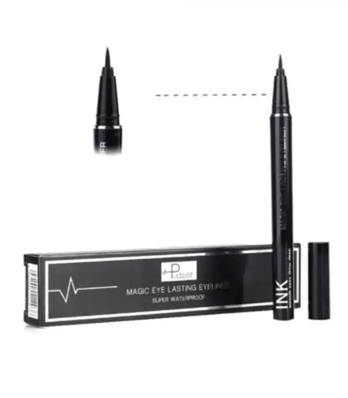 Hand holding Pudaier Magic Eye eyeliner, showcasing its fine black felt tip for precise lines. - thumbnail