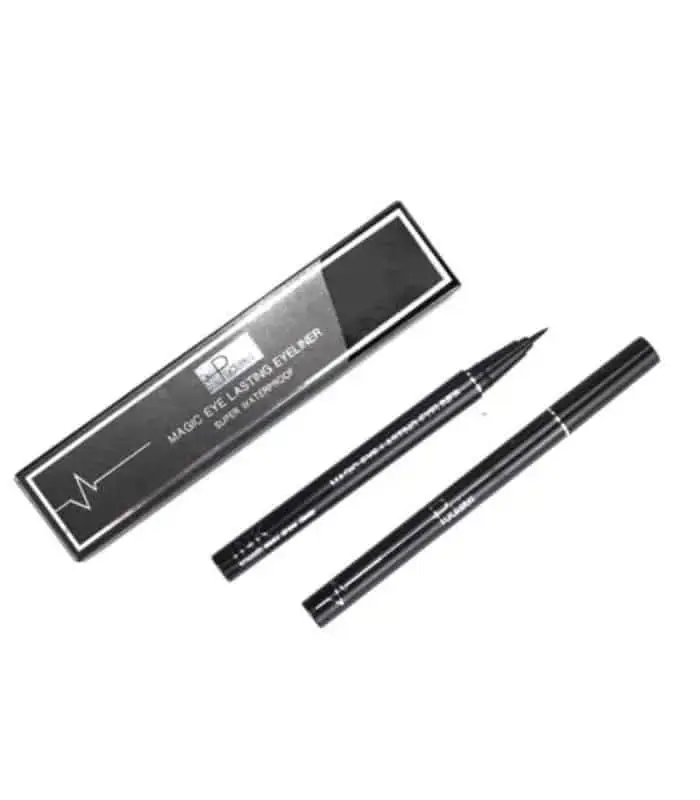 Black swatch lines from Pudaier Magic Eye eyeliner showing smooth, intense waterproof color. - thumbnail