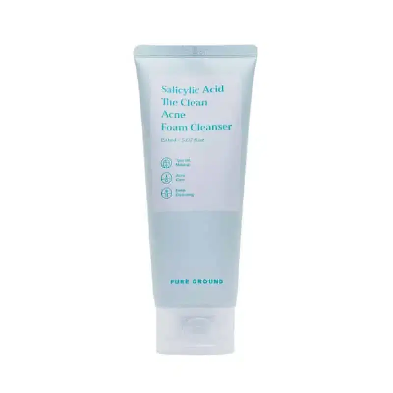Pure Ground Salicylic Acid The Cleanser 150ml in a white tube with green accents, standing upright. - thumbnail