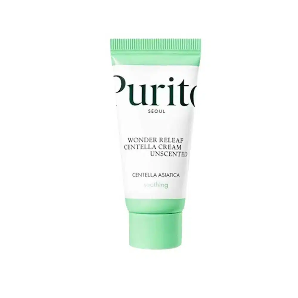 Purito Wonder Releaf Centella Cream unscented, presented in its small white jar with light green label. - thumbnail