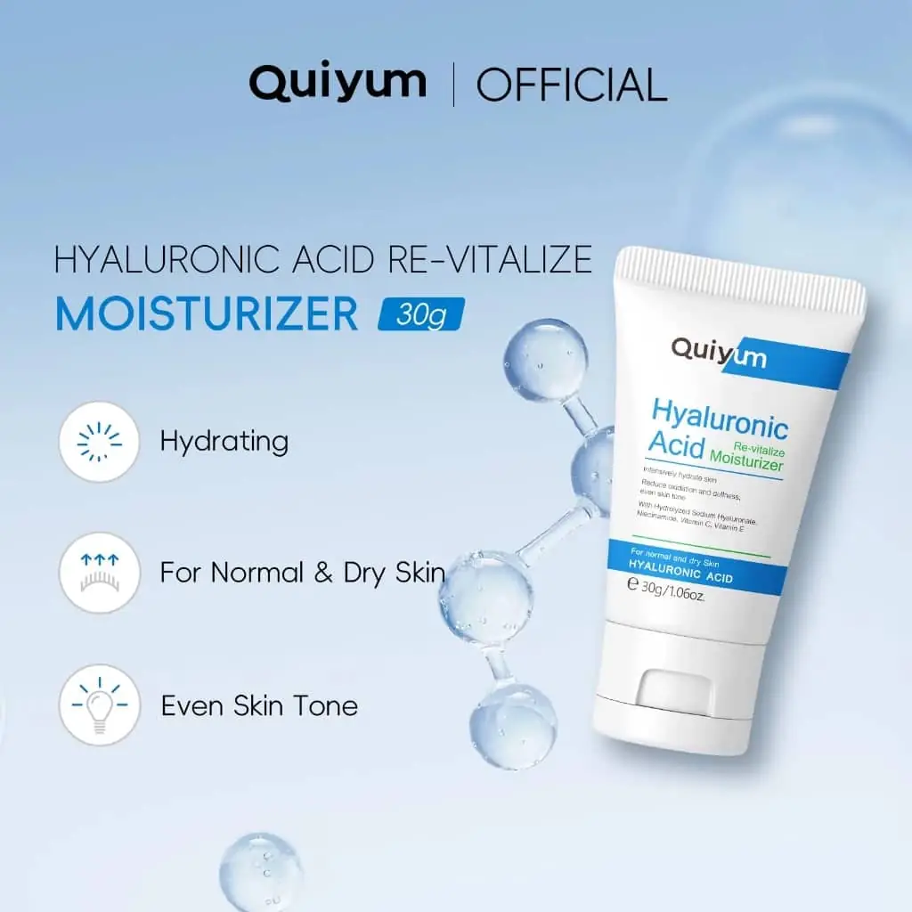 Finger scooping out smooth white Quiyum Re-vitalize Moisturizer from the open jar. - thumbnail