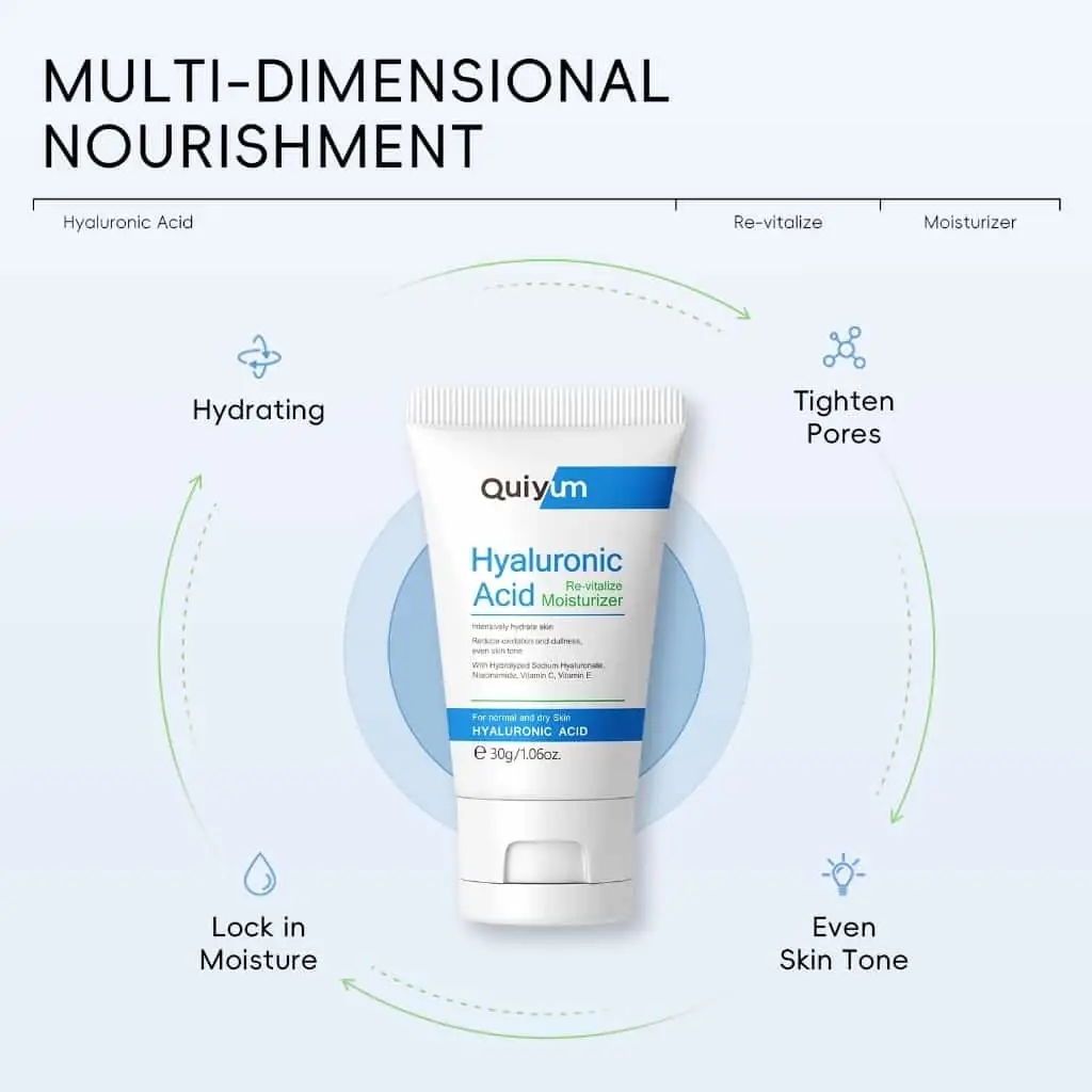 Smooth white Quiyum Re-vitalize Moisturizer applied and spread on clean skin. - thumbnail