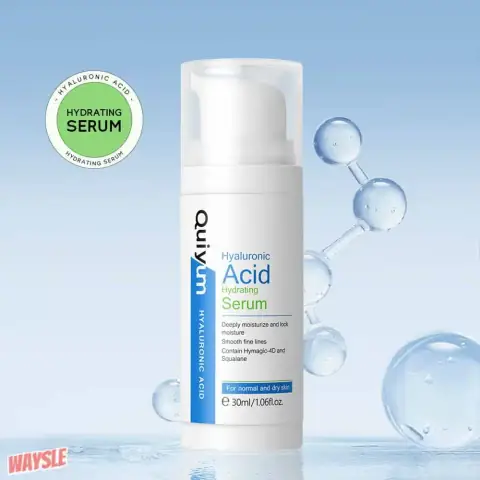 Quiyum Hyaluronic Acid Serum 30ml glass bottle with white dropper, showcasing brand label against clean background.