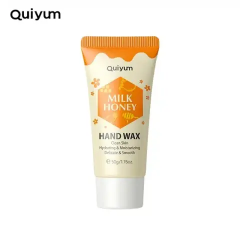 Quiyum Milk Honey Hand Wax 50g in a vibrant yellow tube, front label clearly visible.