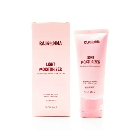 White Rajkonna Light Moisturizer 50gm tube standing upright, with the green label visible.
