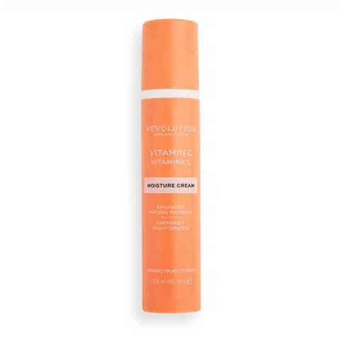 Revolution Skincare Vitamin C Glow Moisturiser 45ml in a white tub with bright orange lid.