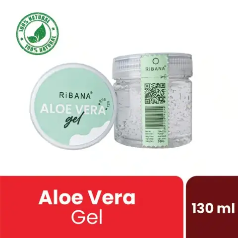 Ribana Aloe Vera Gel 130ml clear plastic tube with green flip-top cap on white background.