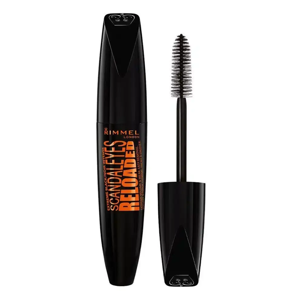 Rimmel London Scandaleyes Reloaded Extreme Black mascara tube with silver cap, showing full packaging. - thumbnail