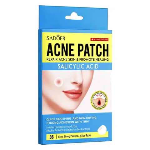 Sadoer Salicylic Acid Acne Patch 36 Pcs box, white and green packaging, standing upright.