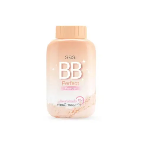 Sasi BB Perfect Powder 50gm rectangular box and round compact product on white background.