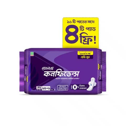 Senora Confidence heavy flow 290mm sanitary pads pack, blue and white, with 4 pads free.