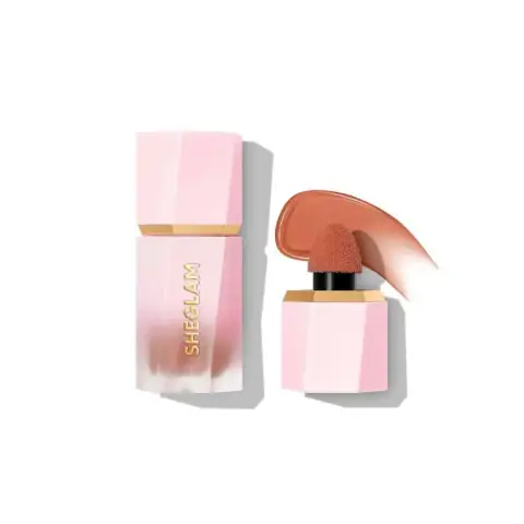 Sheglam Color Bloom Liquid Blush in Birthday Suit, closed peach-pink tube with black cap.