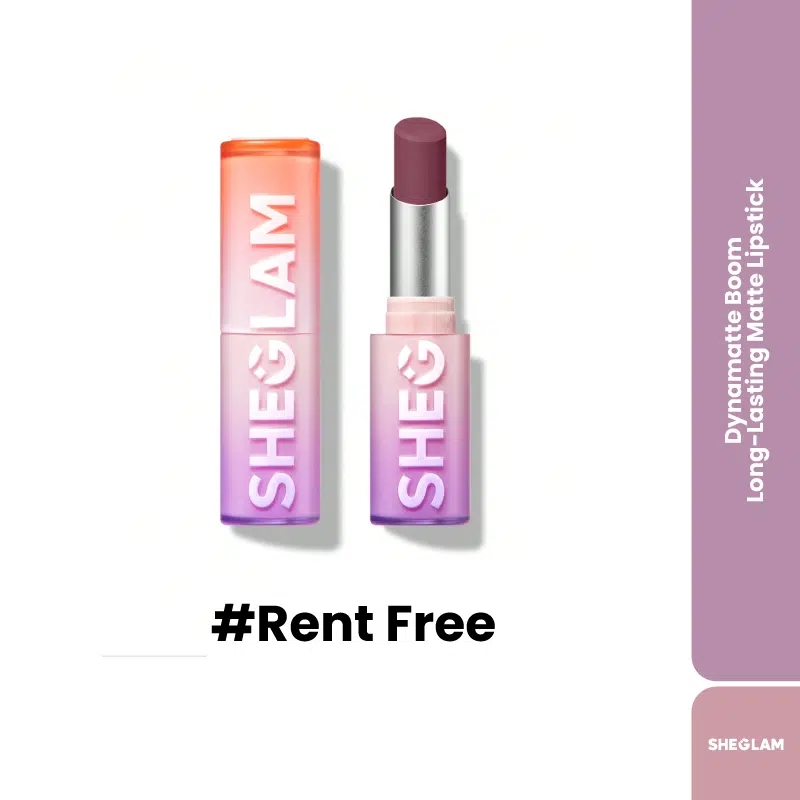 Sheglam Dynamatte Boom long-lasting matte lipstick in sleek black and gold packaging, standing upright. - thumbnail