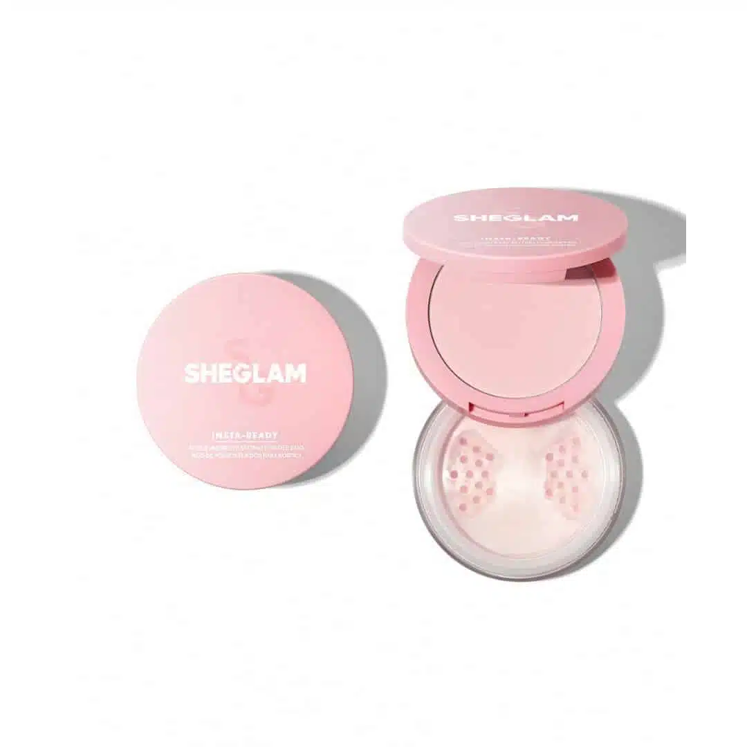 Sheglam Insta-Ready Bubblegum pink setting powder duo compact, closed, displayed on white background. - thumbnail
