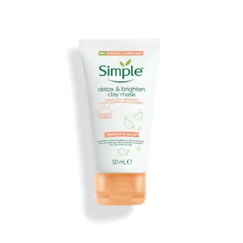 Simple Detox and Brighten Clay Mask 50ml tube with white packaging and green flip cap. - thumbnail