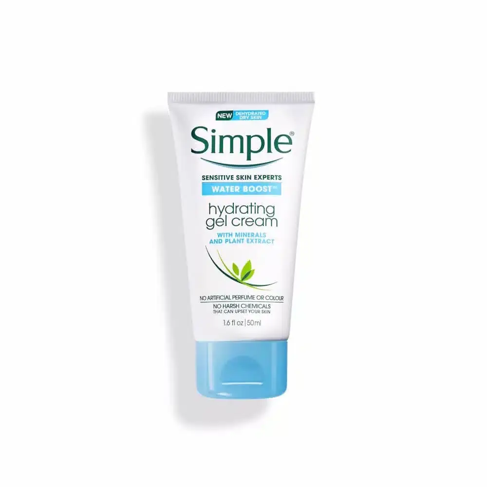 Simple Water Boost Hydrating Gel Cream 50ml, light blue tub with white lid, displayed clearly. - thumbnail