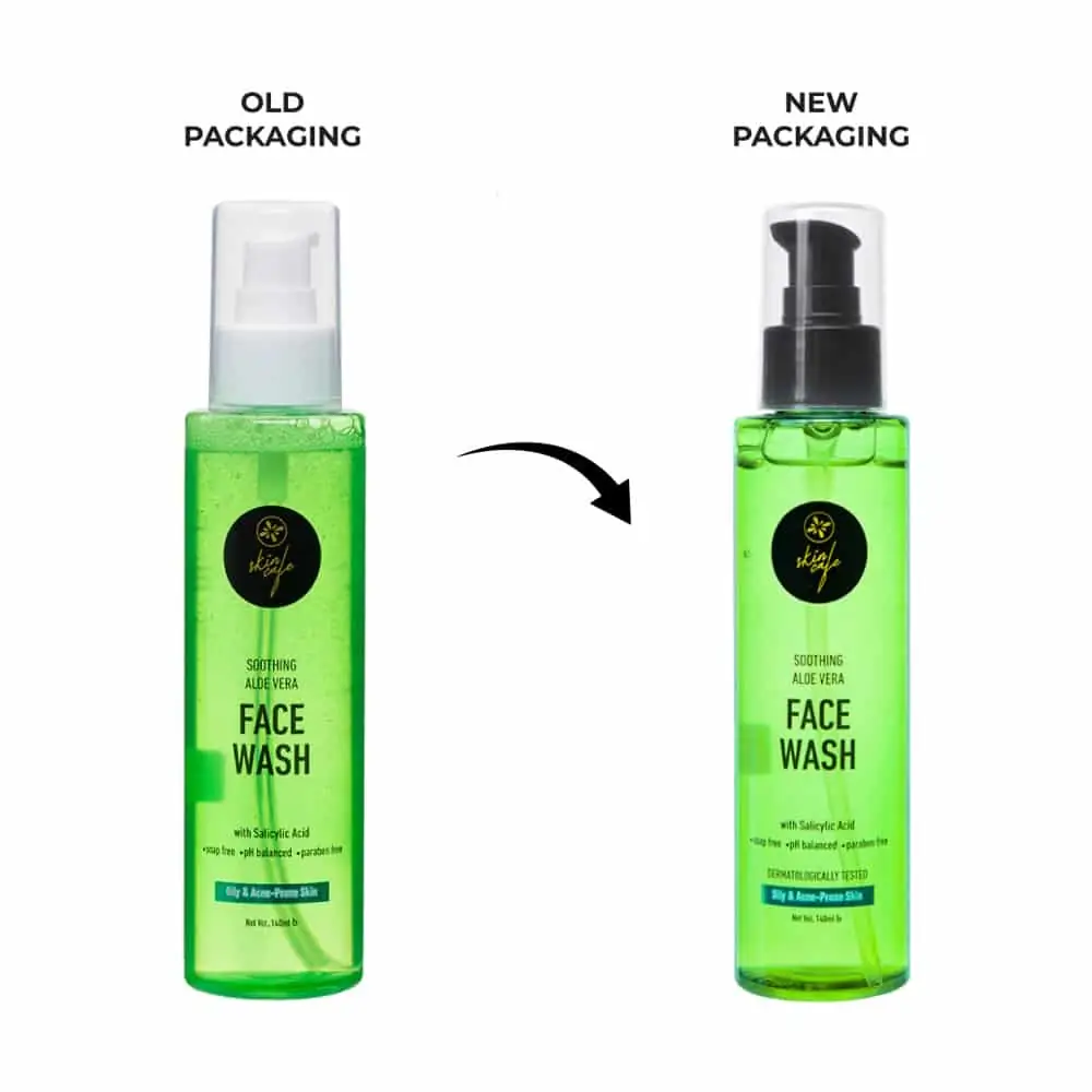 Two Skin Cafe Aloe Vera Facewash tubes; one standing, one lying showing product details on back. - thumbnail