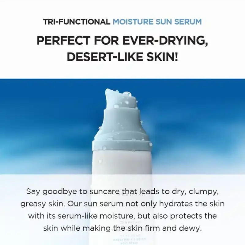 Skin1004 Centella Hyalu-Cica Sun Serum SPF50+ applied to skin, showing a dewy finish. - thumbnail