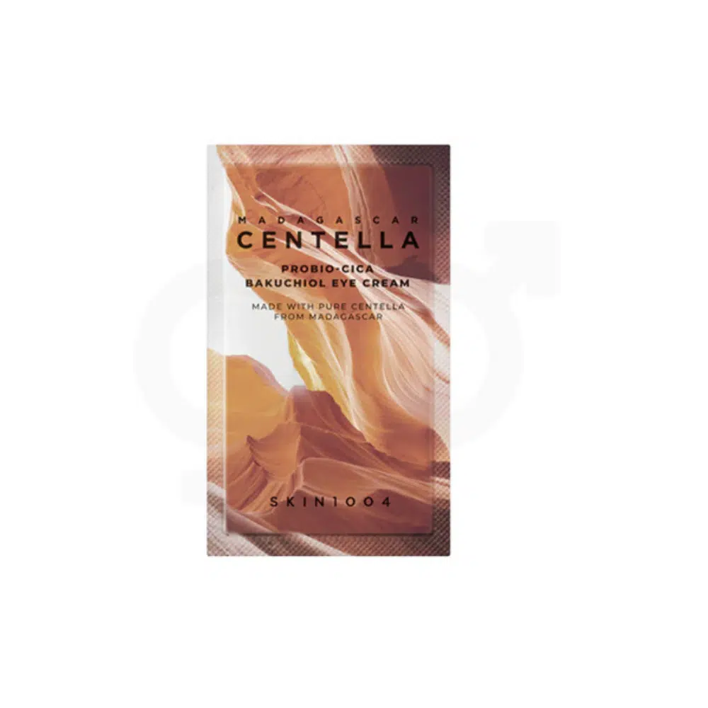 SKIN1004 Madagascar Centella Probio-Cica Bakuchiol Eye Cream 1.5ml white tube, angled front view, green cap.