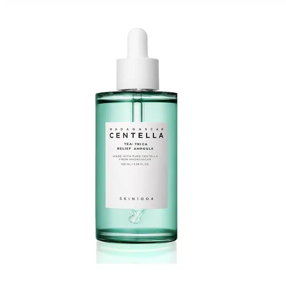 SKIN1004 Centella Tea-Trica Ampoule bottle tilted, highlighting the clear serum and label. - thumbnail
