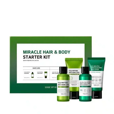 SOME BY MI Miracle Hair & Body Starter Kit 180ml, green and white box, clearly visible front angle.