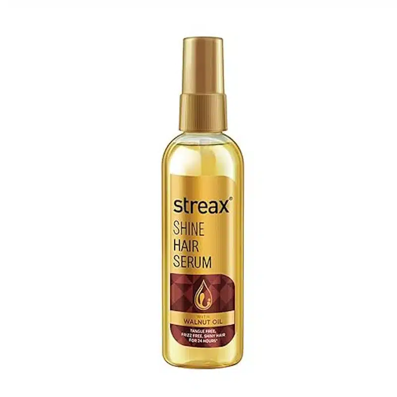 Streax Hair Serum Vitalized with Walnut Oil, 100ml bottle, full view with pump, on a light background. - thumbnail
