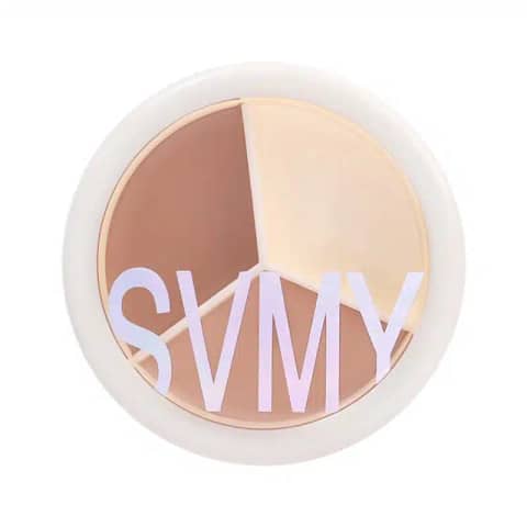 SVMY 3-in-1 dual-ended concealer stick in elegant gold packaging, showing light and dark shades.