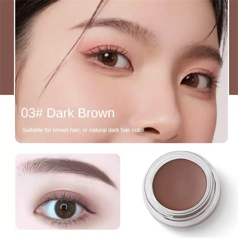 Lameila SVMY Dark Brown Eyebrow Pomade pot and dual-ended brush for defined brows. - thumbnail