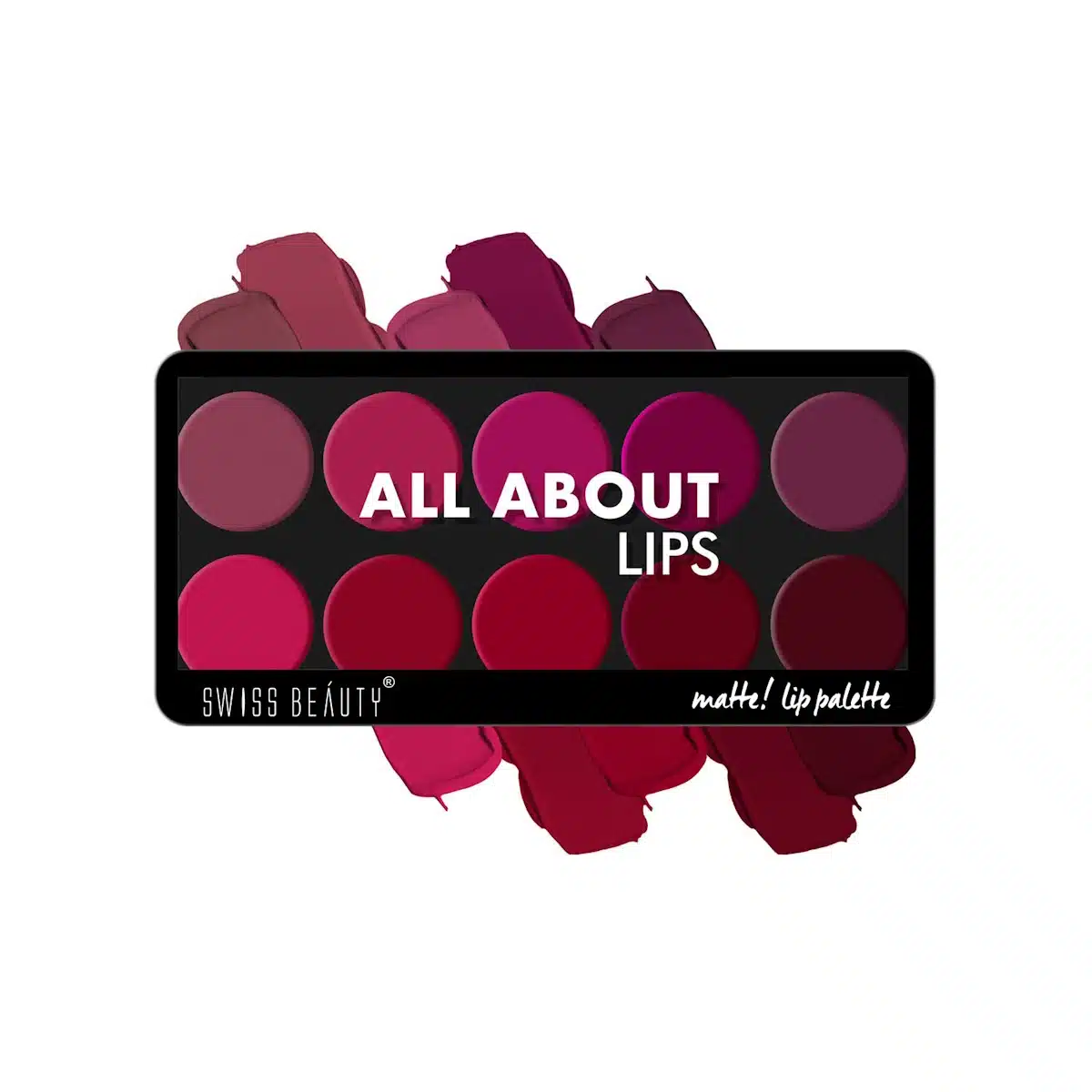 Swiss Beauty All About Lipstick Palette 02, closed black compact, showing brand logo and elegant design. - thumbnail