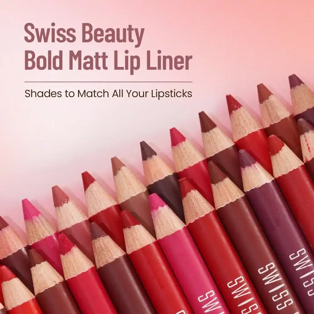 Two Swiss Beauty Bold Matt Lip Liners, one uncapped revealing the rich Choco Nude 03 color tip. - thumbnail