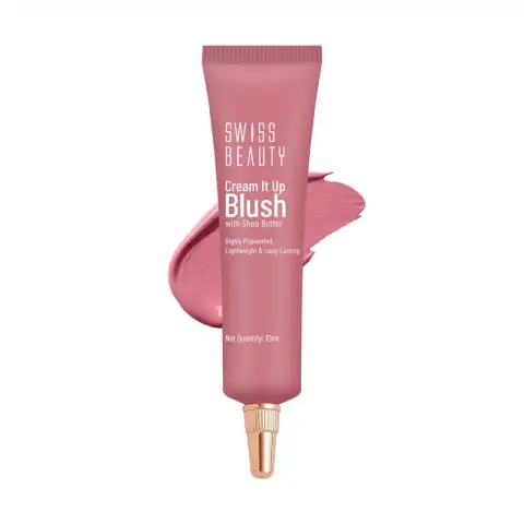Swiss Beauty Cream It Up Blusher Cheek O Pink 05 closed compact, top-down view showing brand.
