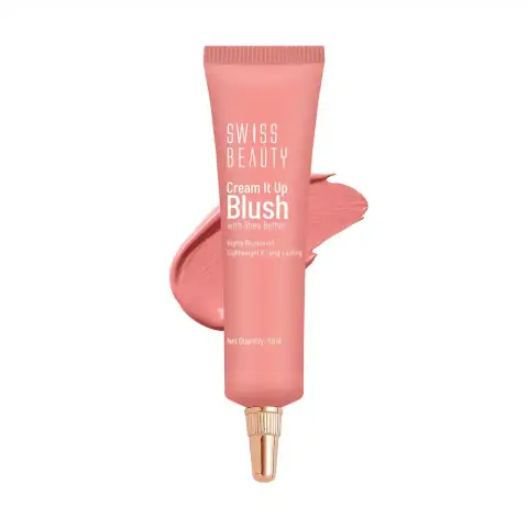 Swiss Beauty Cream It Up Blusher Rosy Cheeks 01 in its closed black compact packaging with brand logo.