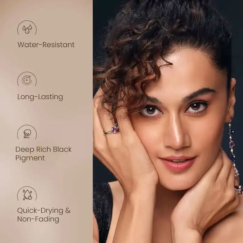 Two Swiss Beauty Jet Black Liquid Eyeliners in black tubes, angled, highlighting branding and 4ml. - thumbnail