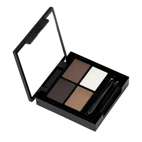 Swiss Beauty Eyebrow Kit 3-in-1 with Soap in sleek black compact packaging, top view.